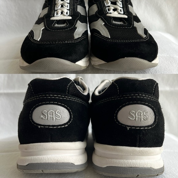 SAS Tour mesh black and silver lace up sneakers size Women's 7 W. Leather upper. - Picture 4 of 10